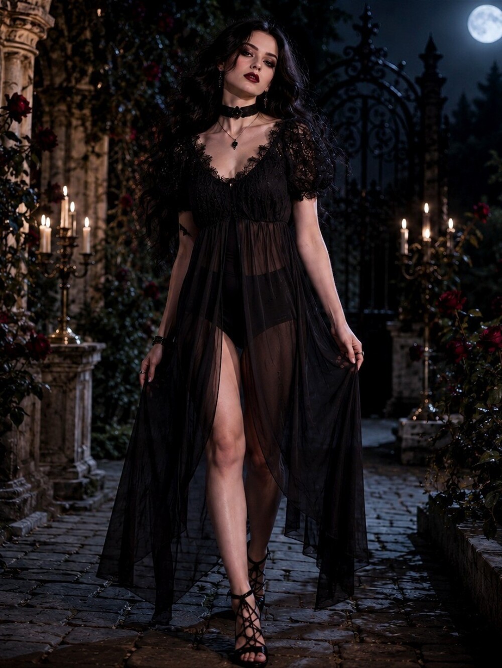 SOLD Black Sheer Whimsygoth Babydoll Dress 10 Witchy Goth Vampire Dark Fairy